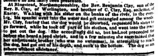 British_Press_03_July_1826 death  of son of Ben Clay walking dog and river.jpg
