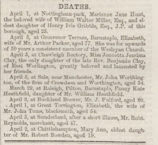 North_Devon_Journal_09_April_1863_death of daughter.jpeg