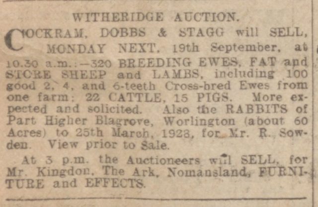 Exeter_and_Plymouth_Gazette_16_September_1927_Sale of animals for  R Sowden.jpg
