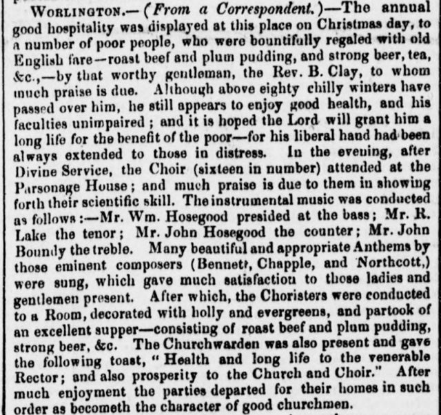 Exeter Flying Post 01 January 1846 Rev Benjamon Clay A Kind Man Xmas Dinner.jpg