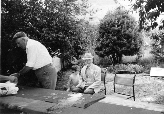 P24 Mr Webber sitting and Mr Ayre c 1950.jpg