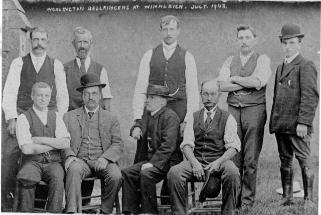 Bellringers Worlington at Winkleigh July 1908.jpg
