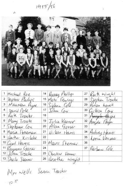 Children from East Worlington School with names 1955-6